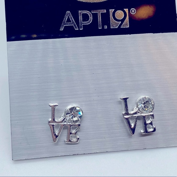 APT 9 Silver Toned Love Earrings NWT - Picture 1 of 1